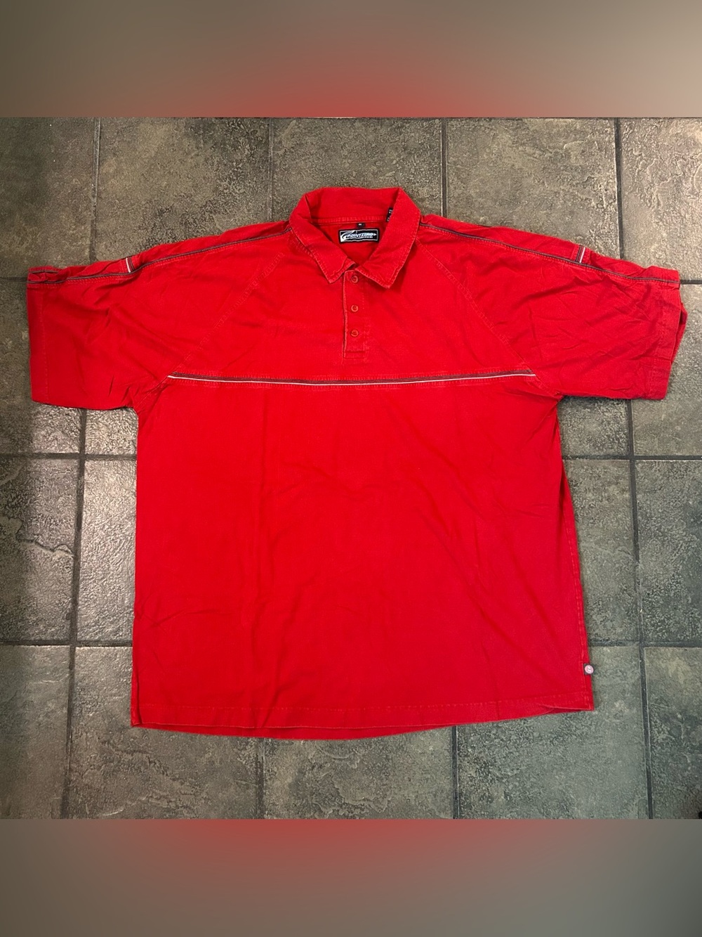 Vintage Y2K Point Zero Stripe Polo Shirt Red Size 4XL